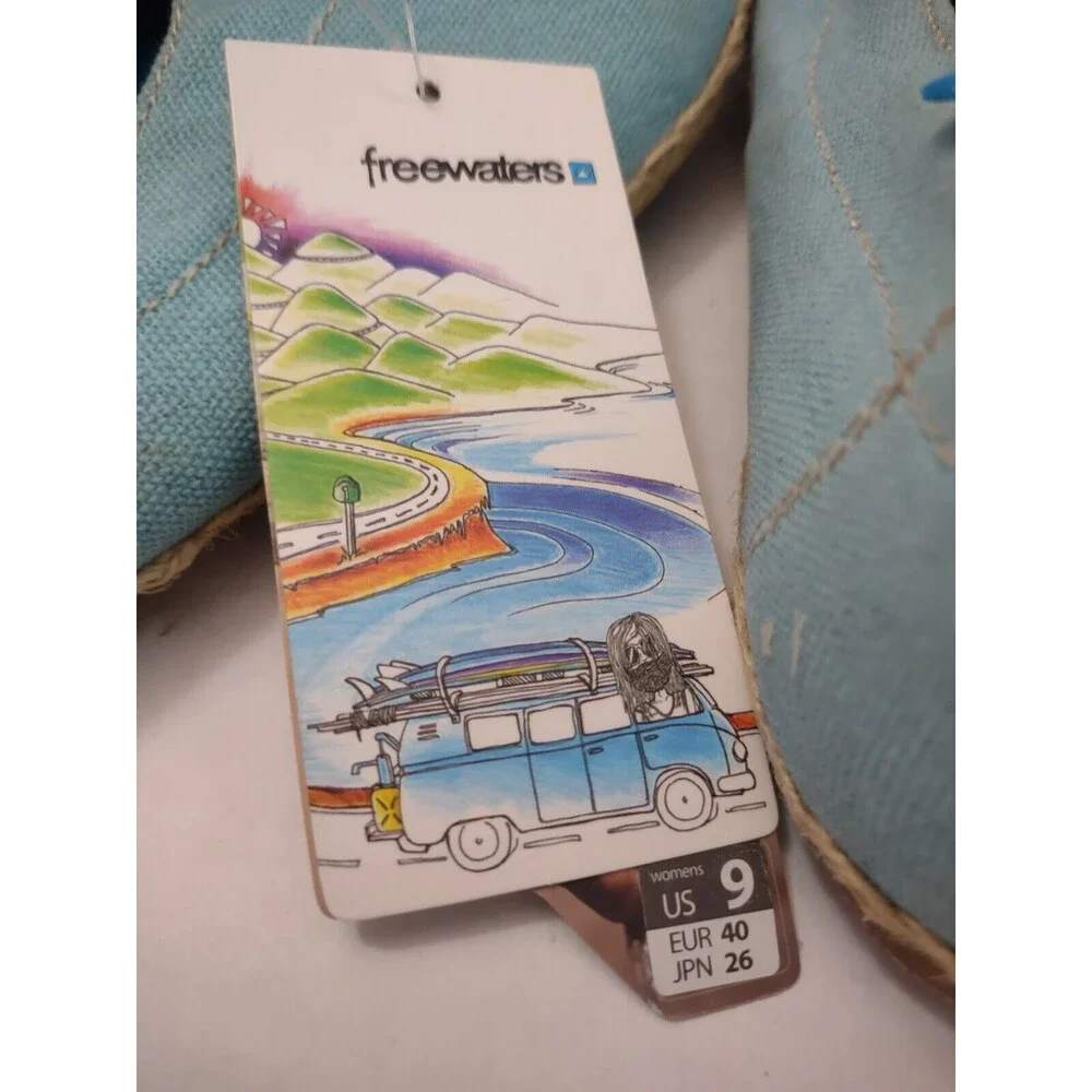 Freewaters Womens Blue Slip On Canvas Espadrille Shoes Size 9 NWT